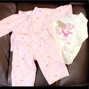 Carhartt Infant Girl Pink 3 Pc Set. 6 Month